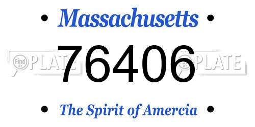 76406 Massachusetts License Plate