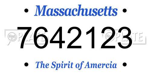 7642123 Massachusetts License Plate