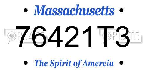 76421T3 Massachusetts License Plate