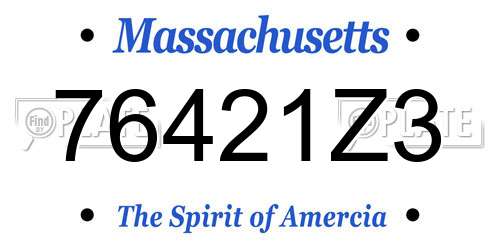 76421Z3 Massachusetts License Plate