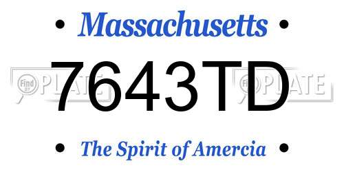 7643TD Massachusetts License Plate