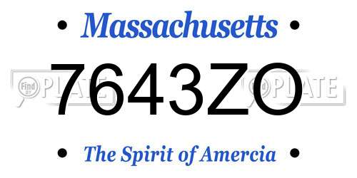 7643ZO Massachusetts License Plate