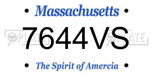 7644VS Massachusetts License Plate