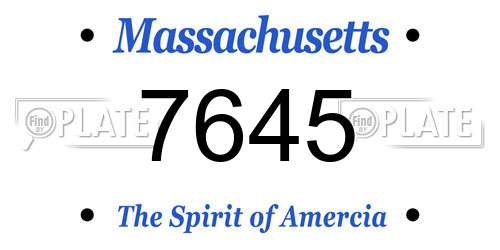 7645 Massachusetts License Plate