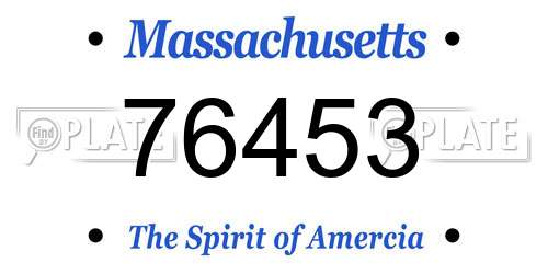 76453 Massachusetts License Plate