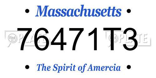 76471T3 Massachusetts License Plate
