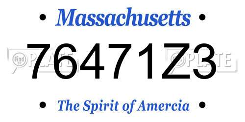 76471Z3 Massachusetts License Plate