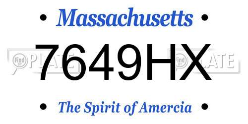 7649HX Massachusetts License Plate