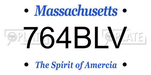 764BLV Massachusetts License Plate