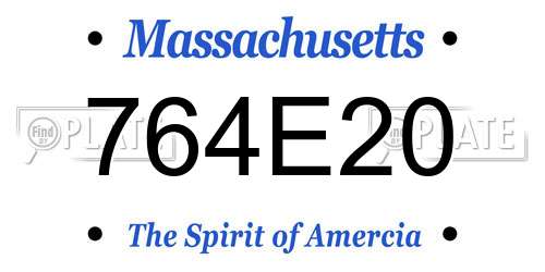 764E20 Massachusetts License Plate