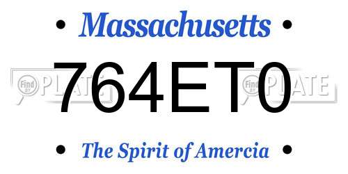 764ET0 Massachusetts License Plate