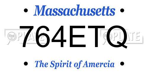 764ETQ Massachusetts License Plate
