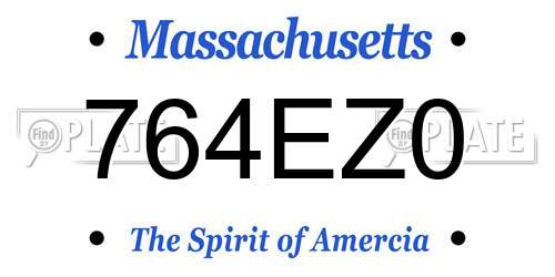 764EZ0 Massachusetts License Plate