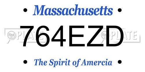 764EZD Massachusetts License Plate