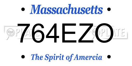 764EZO Massachusetts License Plate