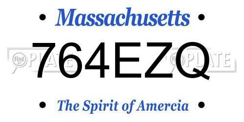 764EZQ Massachusetts License Plate