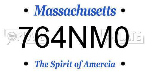 764NM0 Massachusetts License Plate