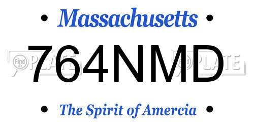 764NMD Massachusetts License Plate