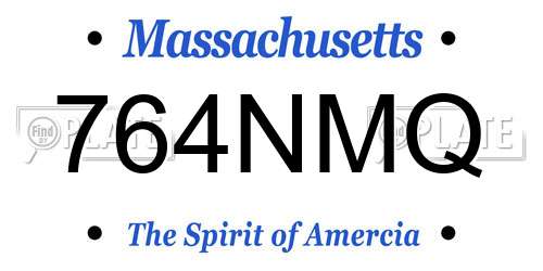 764NMQ Massachusetts License Plate