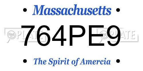 764PE9 Massachusetts License Plate