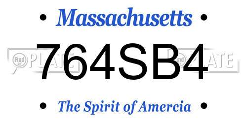 764SB4 Massachusetts License Plate