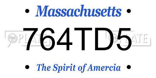 764TD5 Massachusetts License Plate
