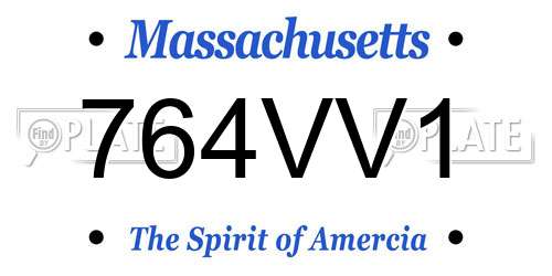 764VV1 Massachusetts License Plate