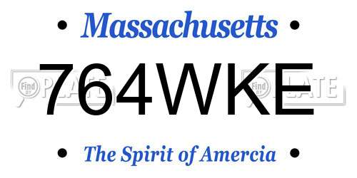 764WKE Massachusetts License Plate