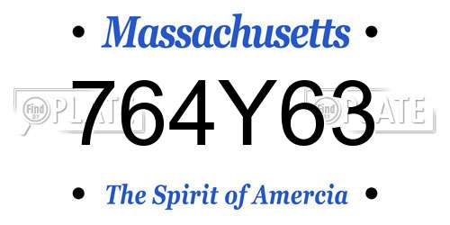 764Y63 Massachusetts License Plate