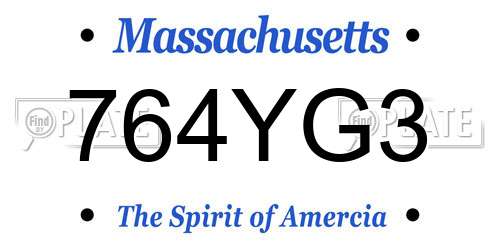 764YG3 Massachusetts License Plate