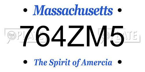 764ZM5 Massachusetts License Plate