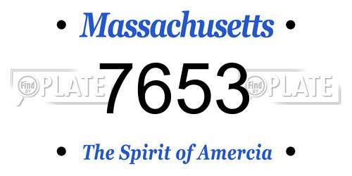 7653 Massachusetts License Plate