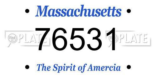 76531 Massachusetts License Plate