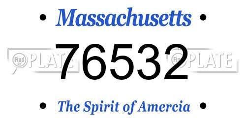 76532 Massachusetts License Plate