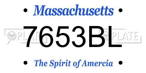7653BL Massachusetts License Plate