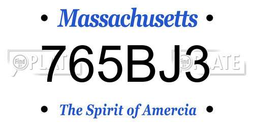 765BJ3 Massachusetts License Plate