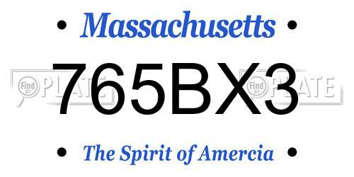 765BX3 Massachusetts License Plate