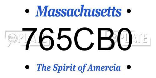 765CB0 Massachusetts License Plate