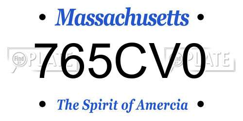 765CV0 Massachusetts License Plate