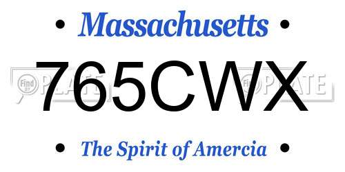 765CWX Massachusetts License Plate