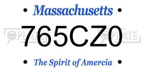 765CZ0 Massachusetts License Plate