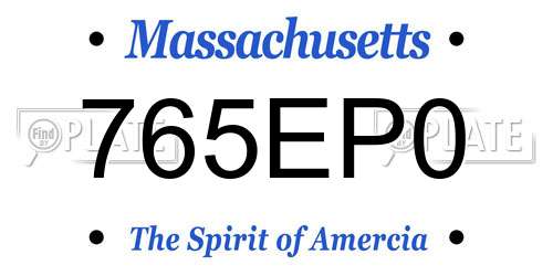 765EP0 Massachusetts License Plate