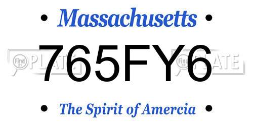 765FY6 Massachusetts License Plate