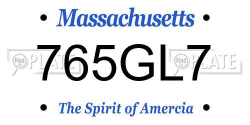 765GL7 Massachusetts License Plate