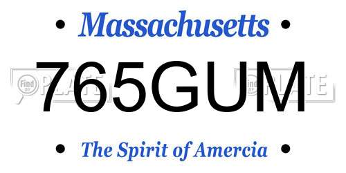 765GUM Massachusetts License Plate