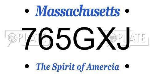 765GXJ Massachusetts License Plate