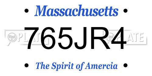 765JR4 Massachusetts License Plate