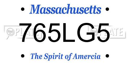 765LG5 Massachusetts License Plate