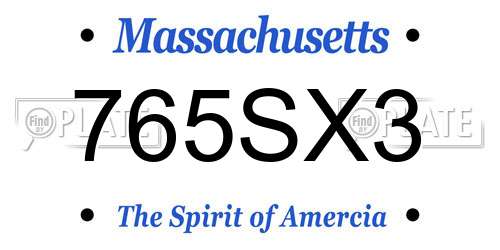 765SX3 Massachusetts License Plate