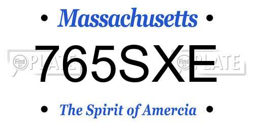 765SXE Massachusetts License Plate